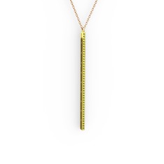 Su Yolu Kolye - Peridot 14 ayar altın kolye (40 cm gümüş rolo zincir) #1di05nu