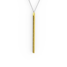 Su Yolu Kolye - Sitrin 8 ayar altın kolye (40 cm beyaz altın rolo zincir) #1gv6ost