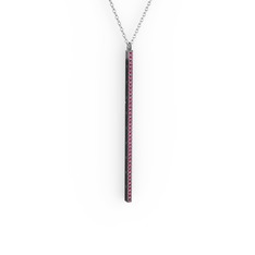 Su Yolu Kolye - Rodolit garnet 925 ayar siyah rodyum kaplama gümüş kolye (40 cm gümüş rolo zincir) #1h24zz2