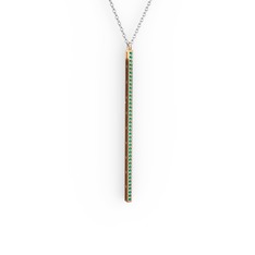 Su Yolu Kolye - Yeşil kuvars 925 ayar rose altın kaplama gümüş kolye (40 cm beyaz altın rolo zincir) #1h3vfv
