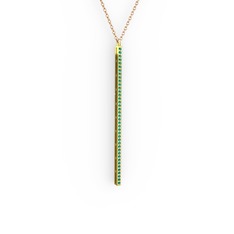 Yeşil kuvars 925 ayar altın kaplama gümüş kolye (40 cm rose altın rolo zincir)