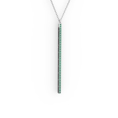 Su Yolu Kolye - Yeşil kuvars 925 ayar gümüş kolye (40 cm beyaz altın rolo zincir) #1jclglc
