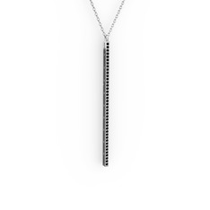 Su Yolu Kolye - Siyah zirkon 925 ayar gümüş kolye (40 cm beyaz altın rolo zincir) #1ka40i9