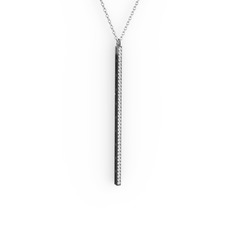 Su Yolu Kolye - Beyaz zirkon 925 ayar siyah rodyum kaplama gümüş kolye (40 cm beyaz altın rolo zincir) #1kwlg38