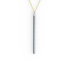 Su Yolu Kolye - Akuamarin 925 ayar gümüş kolye (40 cm gümüş rolo zincir) #1mpu70t