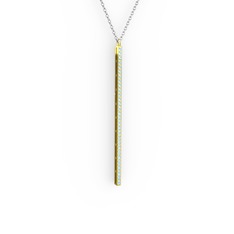 Su Yolu Kolye - Akuamarin 925 ayar altın kaplama gümüş kolye (40 cm beyaz altın rolo zincir) #1n0t30g
