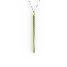 Su Yolu Kolye - Yeşil kuvars 18 ayar altın kolye (40 cm beyaz altın rolo zincir) #1q2mqdu