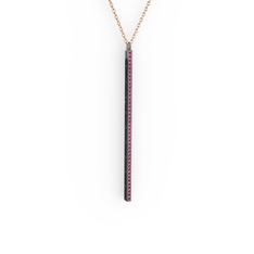 Su Yolu Kolye - Rodolit garnet 925 ayar siyah rodyum kaplama gümüş kolye (40 cm gümüş rolo zincir) #1q5d98b