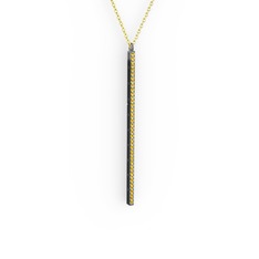 Su Yolu Kolye - Sitrin 925 ayar siyah rodyum kaplama gümüş kolye (40 cm altın rolo zincir) #1r4ezwv