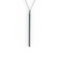 Su Yolu Kolye - Akuamarin 925 ayar siyah rodyum kaplama gümüş kolye (40 cm beyaz altın rolo zincir) #1yssgys