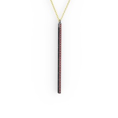 Su Yolu Kolye - Garnet 925 ayar siyah rodyum kaplama gümüş kolye (40 cm altın rolo zincir) #1yzu8f7