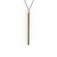 Su Yolu Kolye - Yeşil kuvars 8 ayar rose altın kolye (40 cm gümüş rolo zincir) #48p1mt
