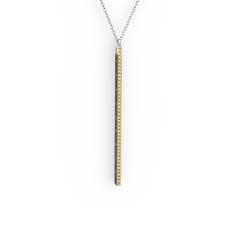 Su Yolu Kolye - Sitrin 18 ayar beyaz altın kolye (40 cm beyaz altın rolo zincir) #4ohxsd