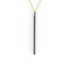 Su Yolu Kolye - Akuamarin 925 ayar siyah rodyum kaplama gümüş kolye (40 cm gümüş rolo zincir) #7fqnnw