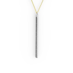 Su Yolu Kolye - Beyaz zirkon 925 ayar gümüş kolye (40 cm altın rolo zincir) #92gl9z
