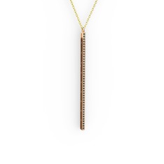 Su Yolu Kolye - Dumanlı kuvars 925 ayar rose altın kaplama gümüş kolye (40 cm altın rolo zincir) #9fpy