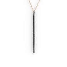 Su Yolu Kolye - Pırlanta 925 ayar siyah rodyum kaplama gümüş kolye (0.44 karat, 40 cm rose altın rolo zincir) #fgedhw