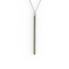 Su Yolu Kolye - Peridot 14 ayar beyaz altın kolye (40 cm gümüş rolo zincir) #k9c3s0