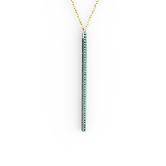 Su Yolu Kolye - Yeşil kuvars 925 ayar gümüş kolye (40 cm altın rolo zincir) #q7ip6i