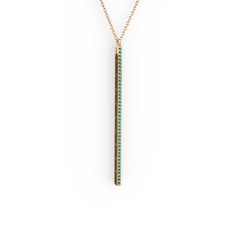 Su Yolu Kolye - Yeşil kuvars 925 ayar rose altın kaplama gümüş kolye (40 cm rose altın rolo zincir) #qlehbn