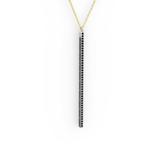 Su Yolu Kolye - Siyah zirkon 14 ayar beyaz altın kolye (40 cm gümüş rolo zincir) #rfycnz
