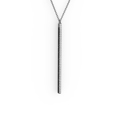 Su Yolu Kolye - Swarovski 925 ayar siyah rodyum kaplama gümüş kolye (40 cm gümüş rolo zincir) #txjagb
