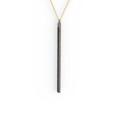 Su Yolu Kolye - Dumanlı kuvars 925 ayar siyah rodyum kaplama gümüş kolye (40 cm altın rolo zincir) #ui6jwy