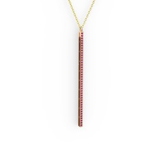 Rodolit garnet 18 ayar rose altın kolye (40 cm altın rolo zincir)