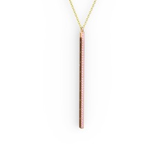 Su Yolu Kolye - Pembe kuvars 18 ayar rose altın kolye (40 cm altın rolo zincir) #x4bwso
