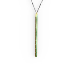 Su Yolu Kolye - Yeşil kuvars 14 ayar altın kolye (40 cm gümüş rolo zincir) #ycsd1m