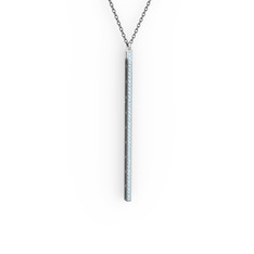 Su Yolu Kolye - Akuamarin 18 ayar beyaz altın kolye (40 cm gümüş rolo zincir) #yeu82f