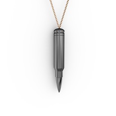 Kurşun Kolye - 925 ayar siyah rodyum kaplama gümüş kolye (40 cm rose altın rolo zincir) #1ipezsi