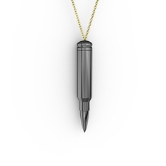 Kurşun Kolye - 925 ayar siyah rodyum kaplama gümüş kolye (40 cm altın rolo zincir) #9lb0l1