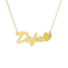 Kalp İsim Kolye - 8 ayar altın kolye (5 karakterli el yazısı, 40 cm altın rolo zincir) #1te04gq