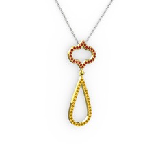 Vidonia Kolye - Garnet ve sitrin 14 ayar altın kolye (40 cm beyaz altın rolo zincir) #16dqtoo