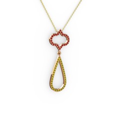 Vidonia Kolye - Garnet ve peridot 8 ayar rose altın kolye (40 cm altın rolo zincir) #18gxuzw
