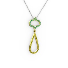 Vidonia Kolye - Yeşil kuvars ve peridot 14 ayar altın kolye (40 cm beyaz altın rolo zincir) #1ym4h4a
