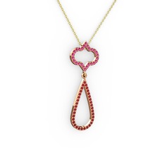 Vidonia Kolye - Rodolit garnet ve garnet 14 ayar rose altın kolye (40 cm gümüş rolo zincir) #g1j6eo