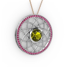 Vanida Kolye - Peridot ve rodolit garnet 925 ayar gümüş kolye (40 cm rose altın rolo zincir) #1duh4ph