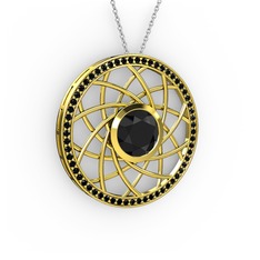 Vanida Kolye - Siyah zirkon 14 ayar altın kolye (40 cm beyaz altın rolo zincir) #1flkz1g
