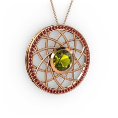Vanida Kolye - Peridot ve garnet 8 ayar rose altın kolye (40 cm rose altın rolo zincir) #txer6l