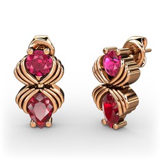 Garnet ve rodolit garnet 18 ayar rose altın küpe