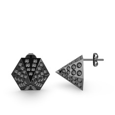 Tia Piramit Küpe - 925 ayar siyah rodyum kaplama gümüş küpe #4bua12
