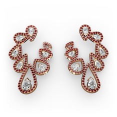 Ladonna Küpe - Swarovski ve garnet 18 ayar rose altın küpe #1zzonu