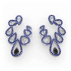 Ladonna Küpe - Siyah zirkon, swarovski ve lab safir 8 ayar beyaz altın küpe #m54qrc