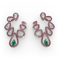 Ladonna Küpe - Yeşil kuvars, swarovski ve garnet 925 ayar gümüş küpe #riqu1n