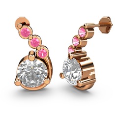 Lilya Küpe - Swarovski ve pembe kuvars 8 ayar rose altın küpe #17fq8xn