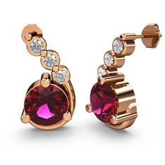 Lilya Küpe - Rodolit garnet ve swarovski 925 ayar rose altın kaplama gümüş küpe #qq7qcy