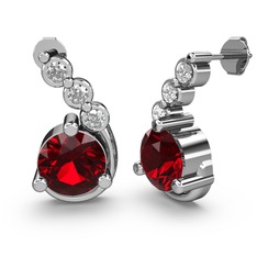 Lilya Küpe - Garnet ve swarovski 14 ayar beyaz altın küpe #vbq5dk