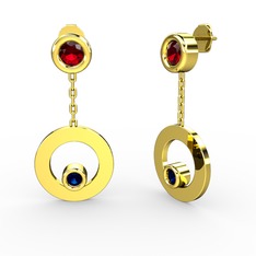 Garnet ve lab safir 8 ayar altın küpe